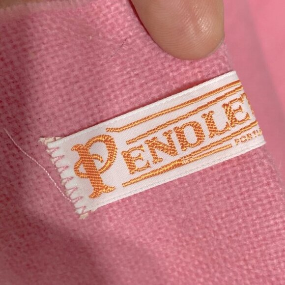 Vintage Pendleton Pink 100% Virgin Wool Long Scarf With Fringe - Picture 2 of 16